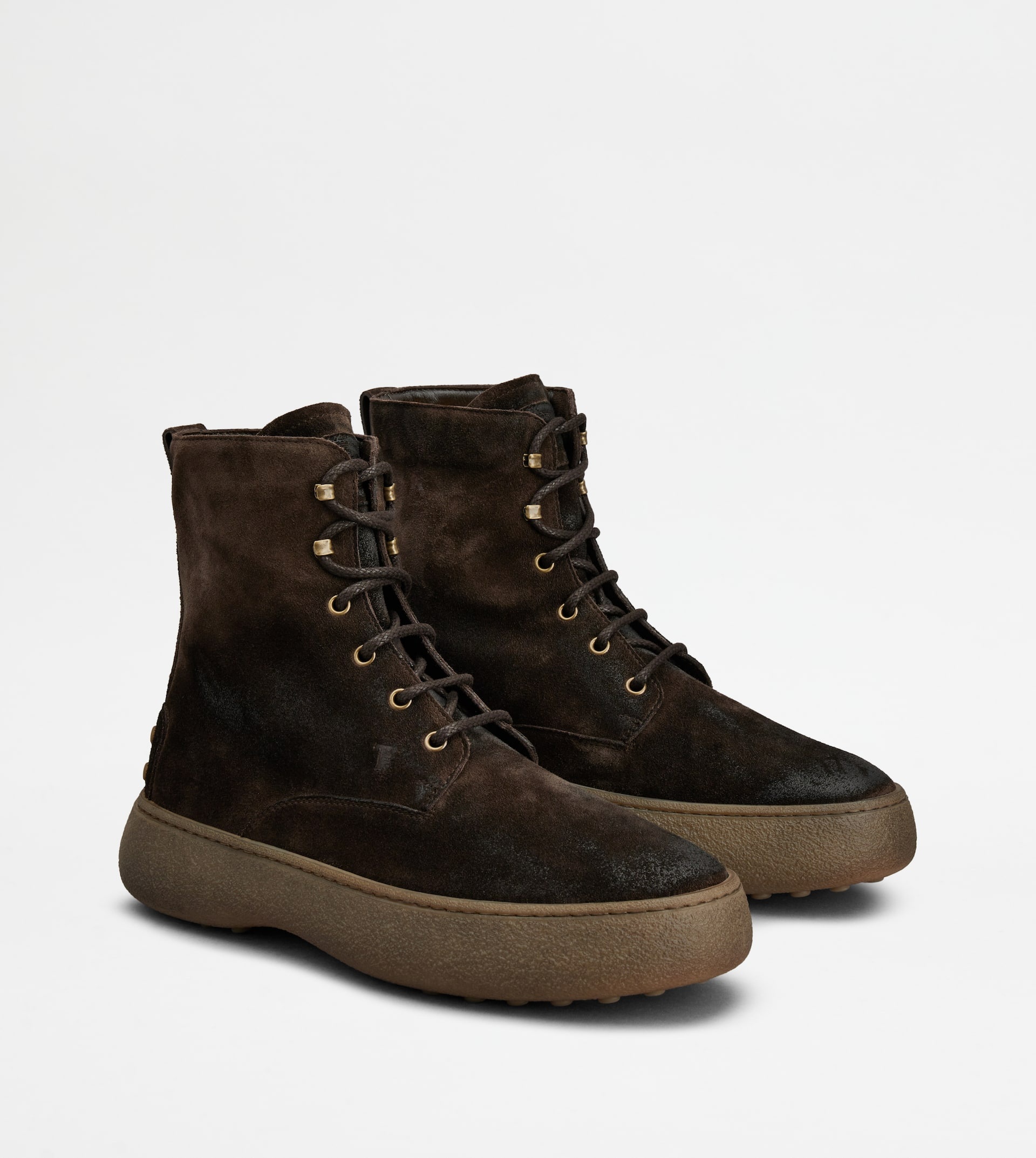 TOD'S W. G. LACE-UP ANKLE BOOTS IN SUEDE - BROWN - 3