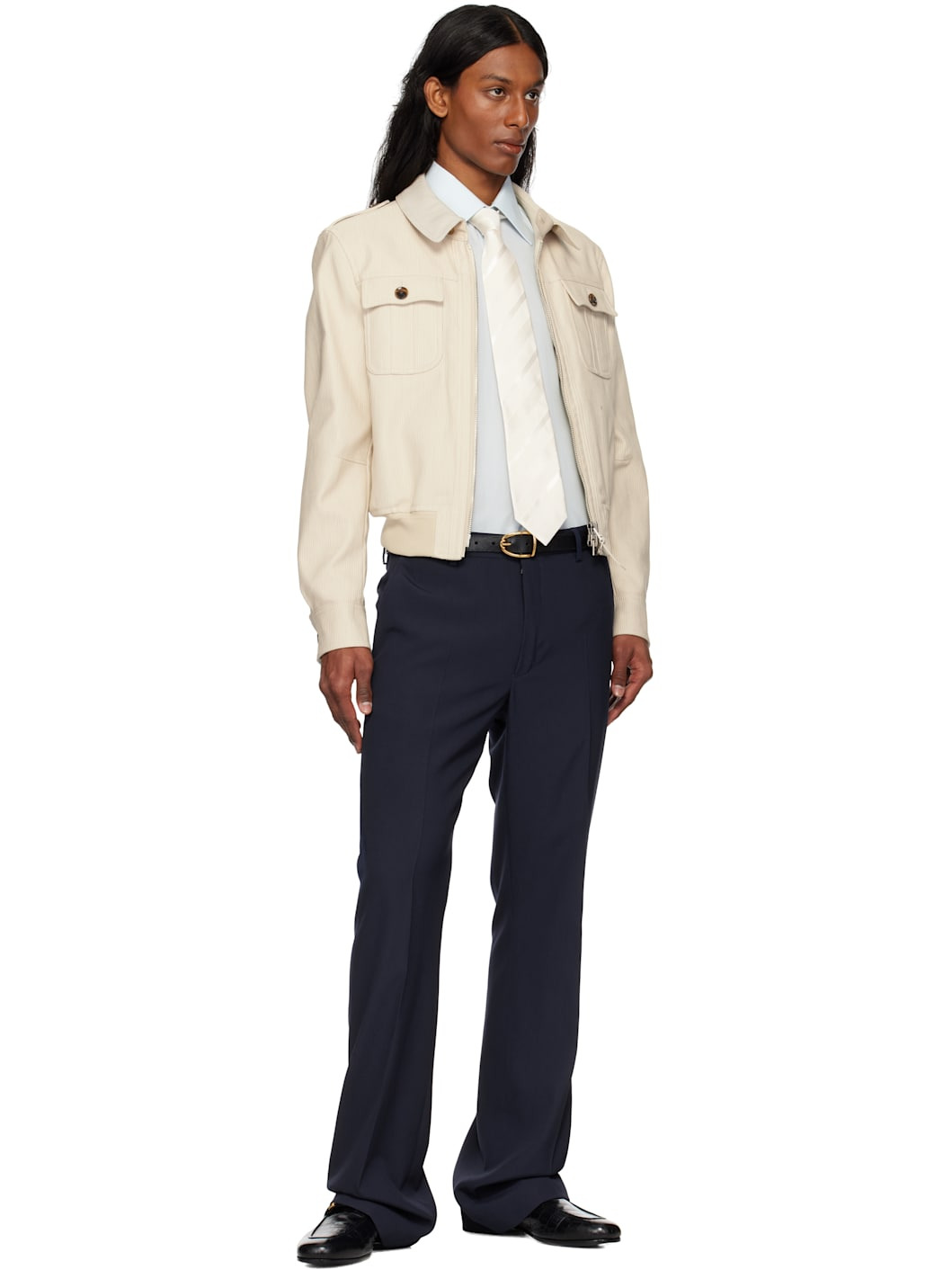 Black Angled Buckle Belt - 3