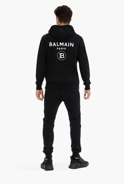 Balmain Black cotton sweatshirt with white Balmain Paris logo outlook