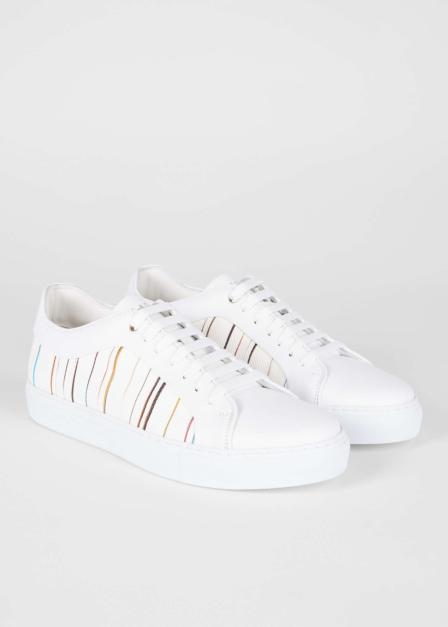 White 'Signature Pinstripe' Leather 'Basso' Trainers - 4