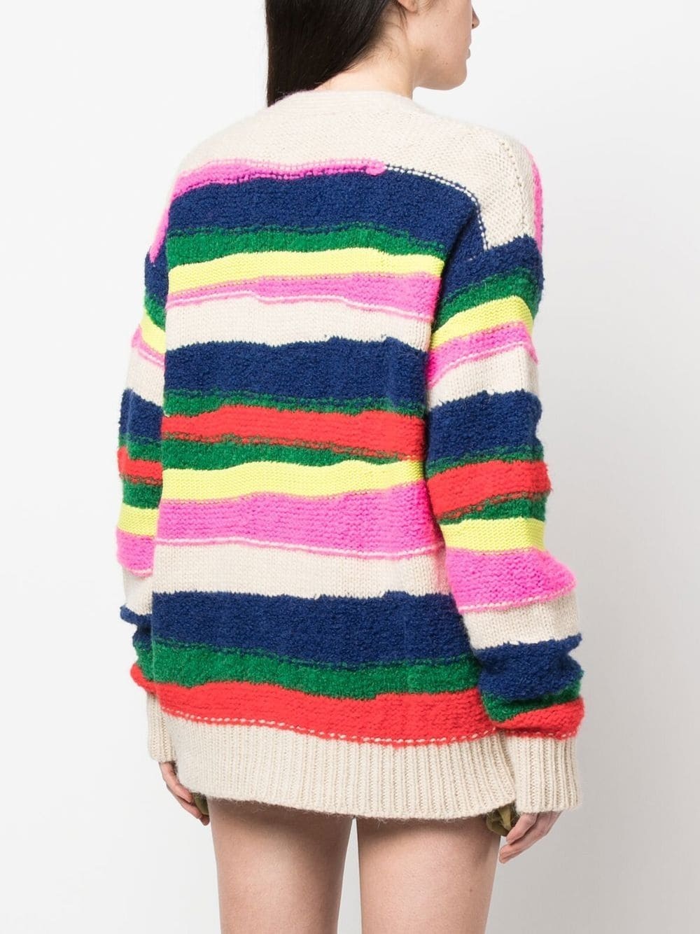 striped brushed cardigan - 4