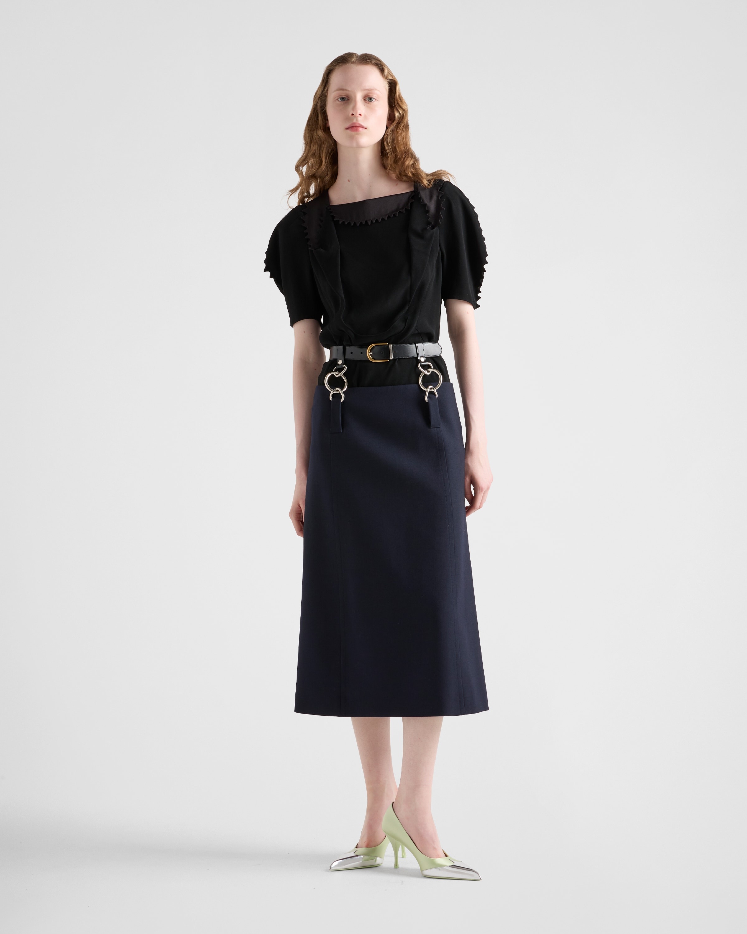 Rush stitch skirt with belt - 2