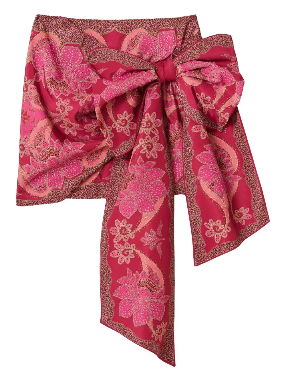 bow-detail floral-print mini skirt - 1