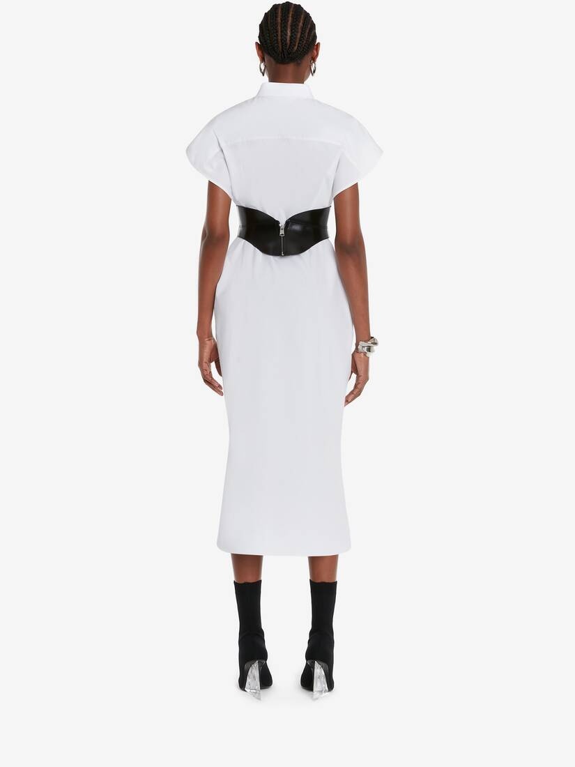 Women's Pencil Shirt Dress in Optic White - 4