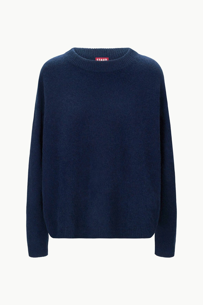 STAUD SERRANO CASHMERE RELAXED CREW NAVY 1