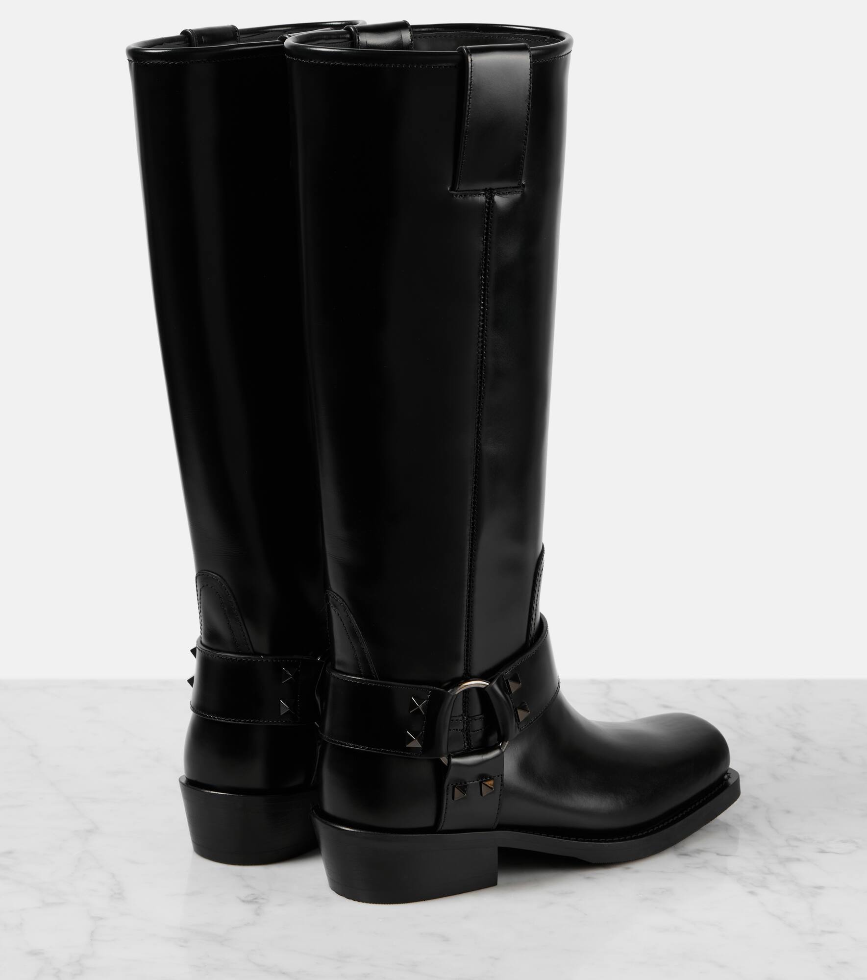 Rockstud leather biker boots - 2