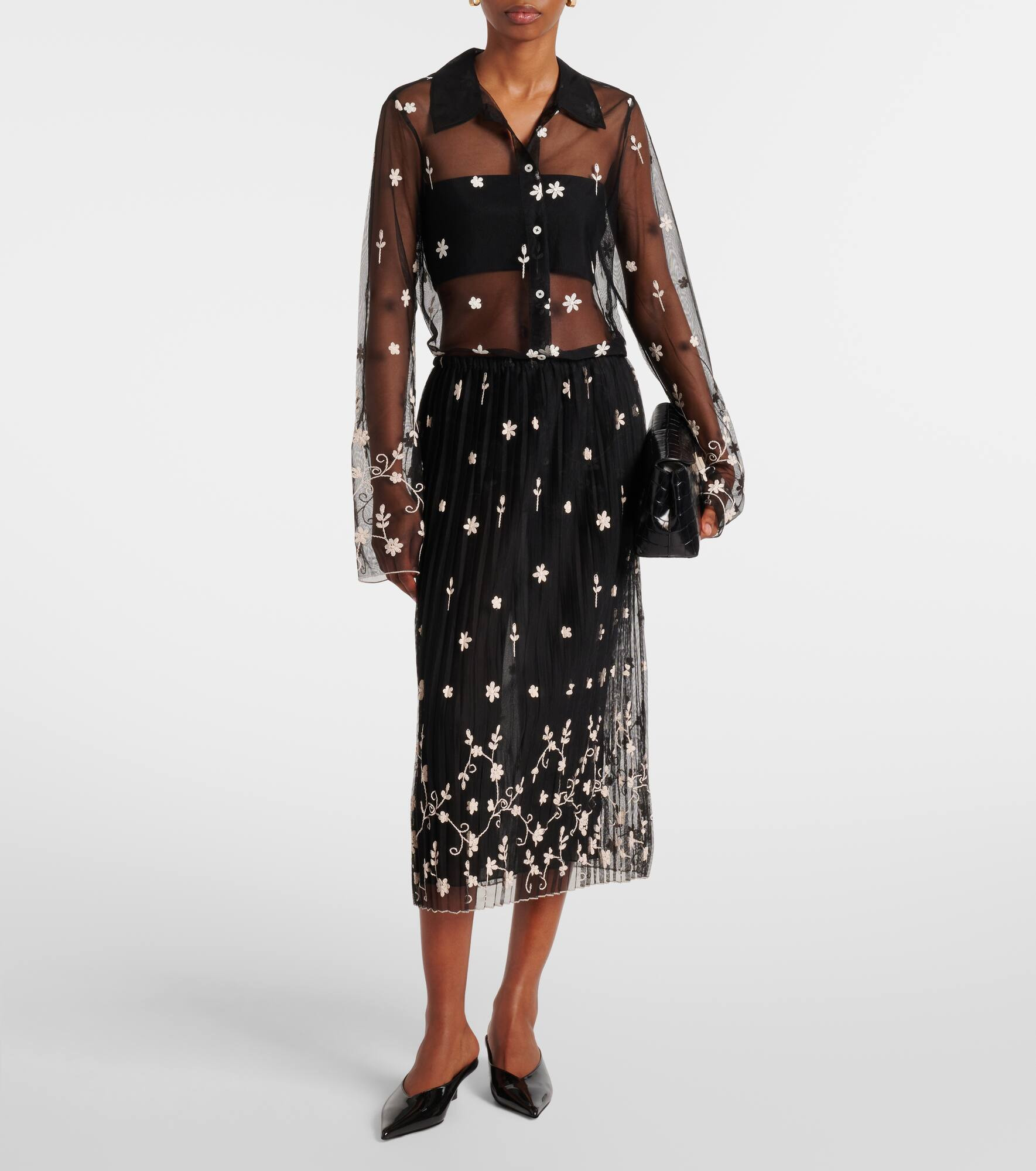Embroidered semi-sheer shirt - 2
