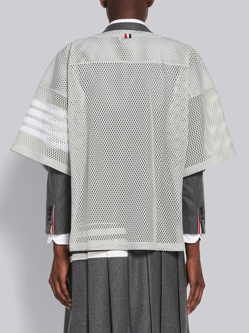 Medium Grey Heavy Athletic Mesh Football Jersey 4-Bar Tee 3