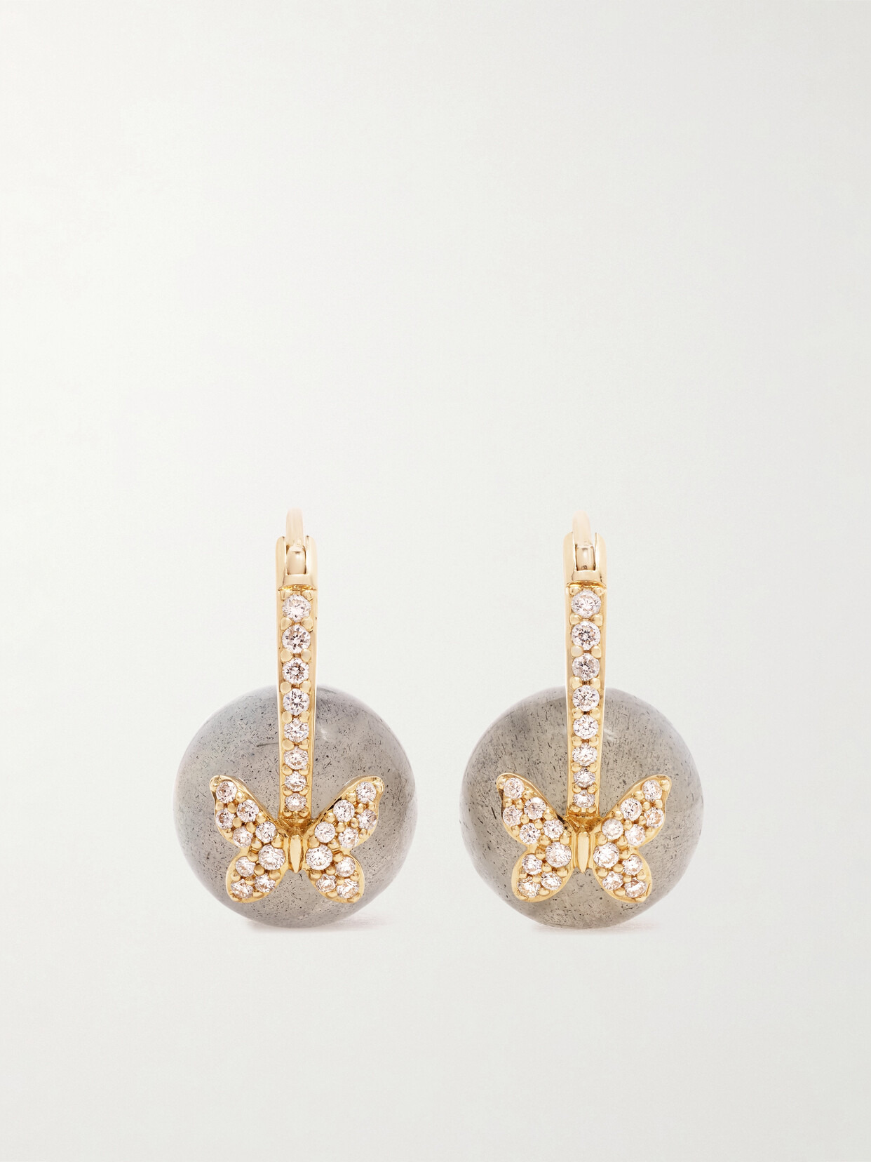 Butterfly 14-karat Gold, Labradorite And Diamond Earrings - 1