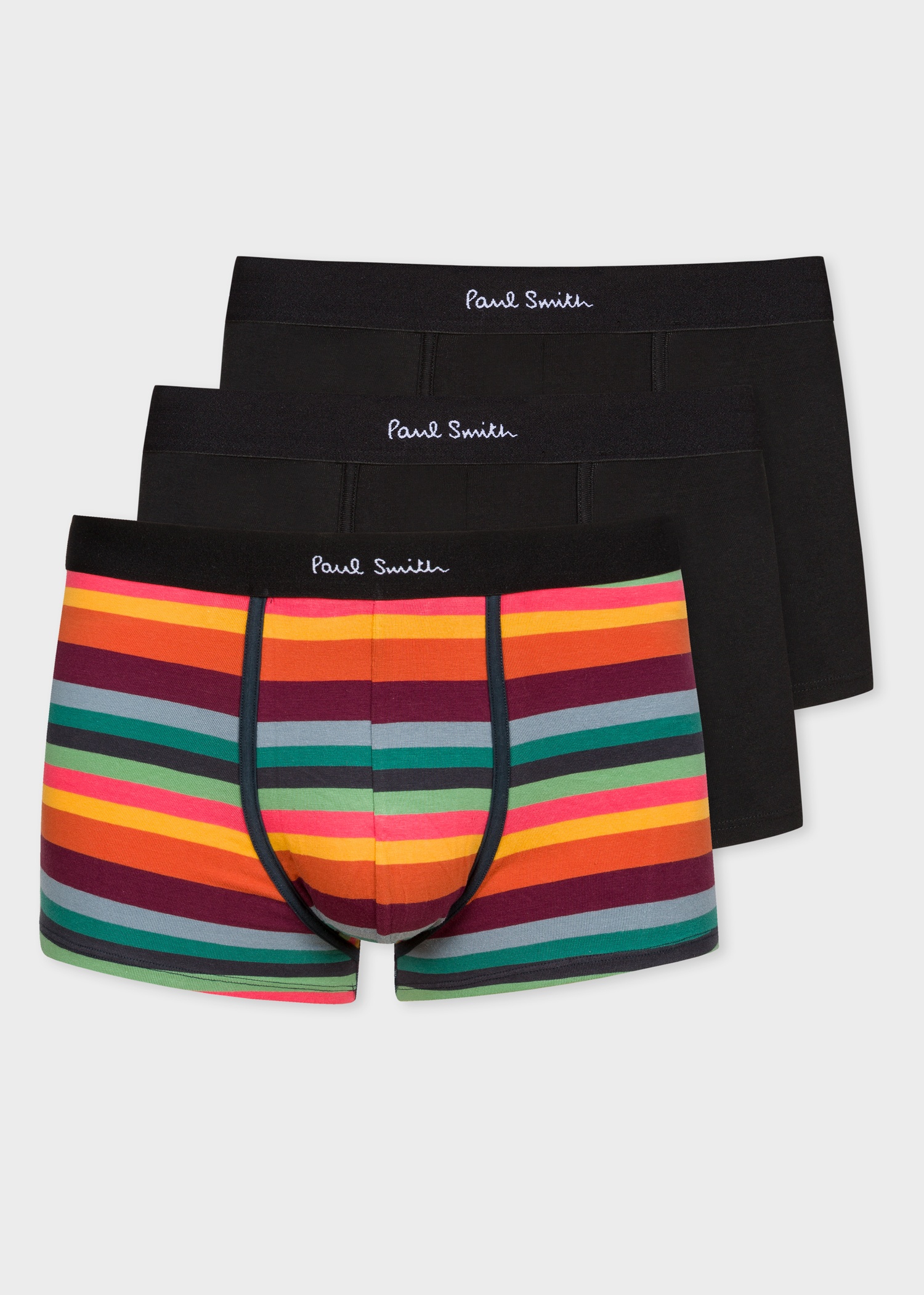 Organic-Cotton Black 'Artist Stripe' Boxer Briefs Three Pack - 1
