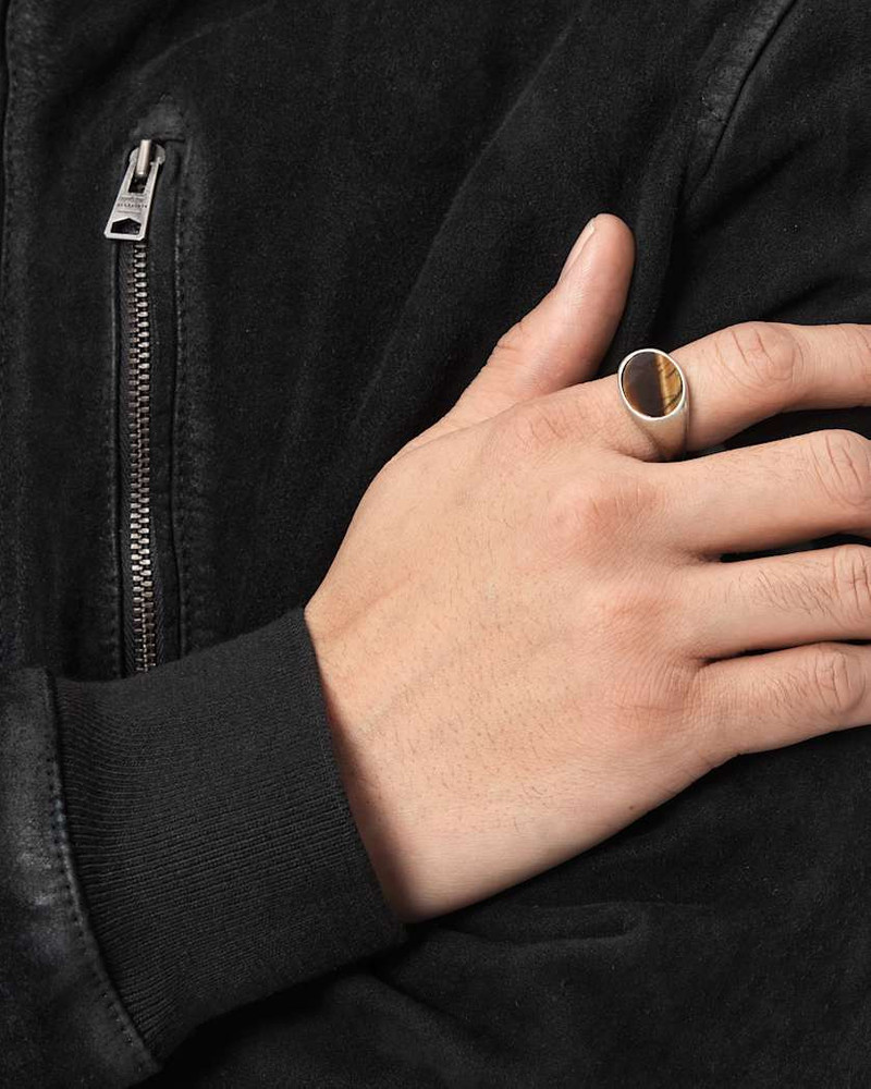 ALLSAINTS OWEN TIGER EYE STERLING SILVER RING outlook