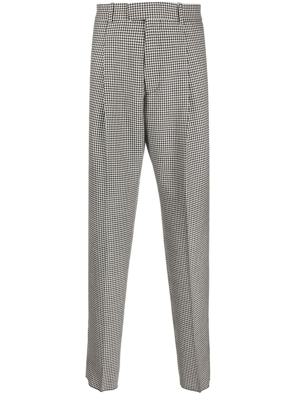 tapered houndstooth wool trousers - 1