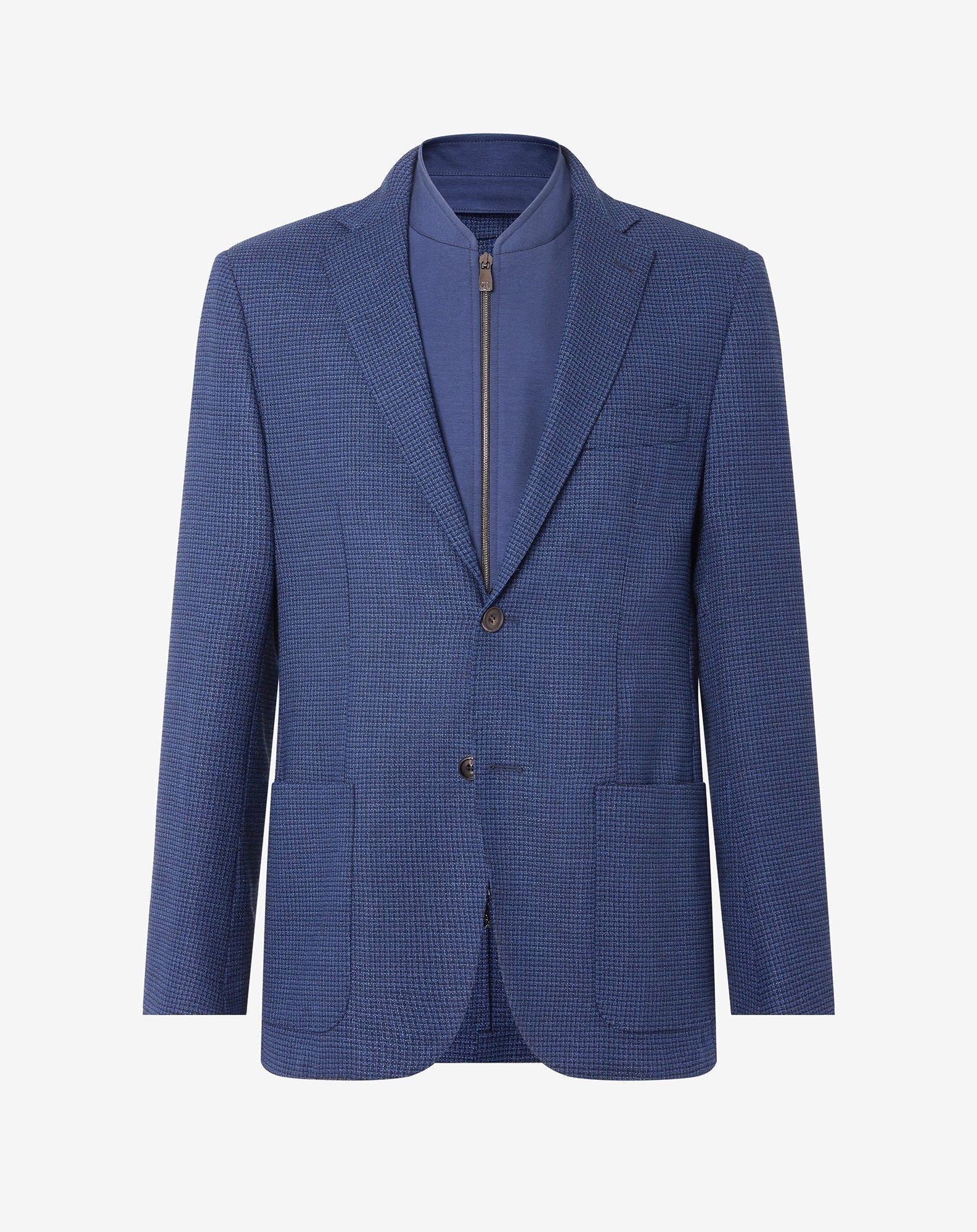 Navy blue stretch wool jacket with inner vest - 1