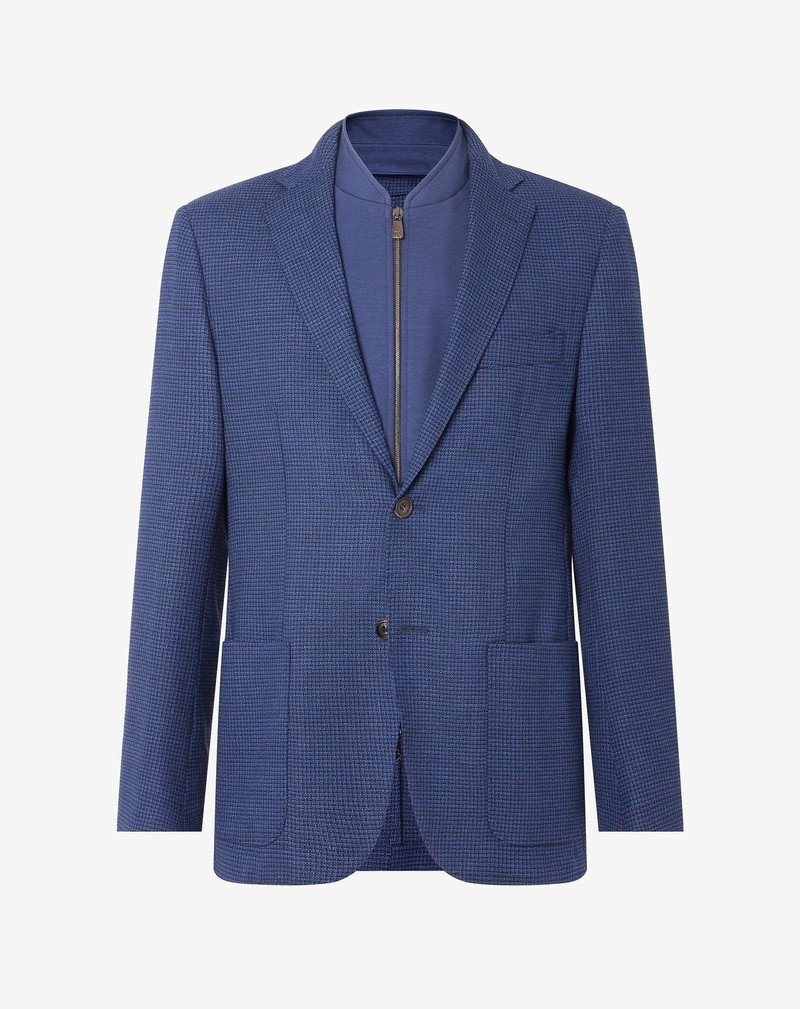 Navy blue stretch wool jacket with inner vest 1