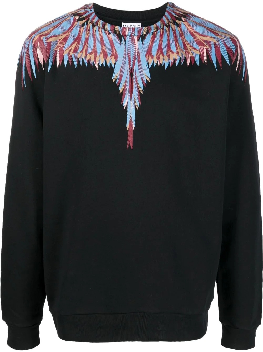 wings-print crew neck sweatshirt - 1