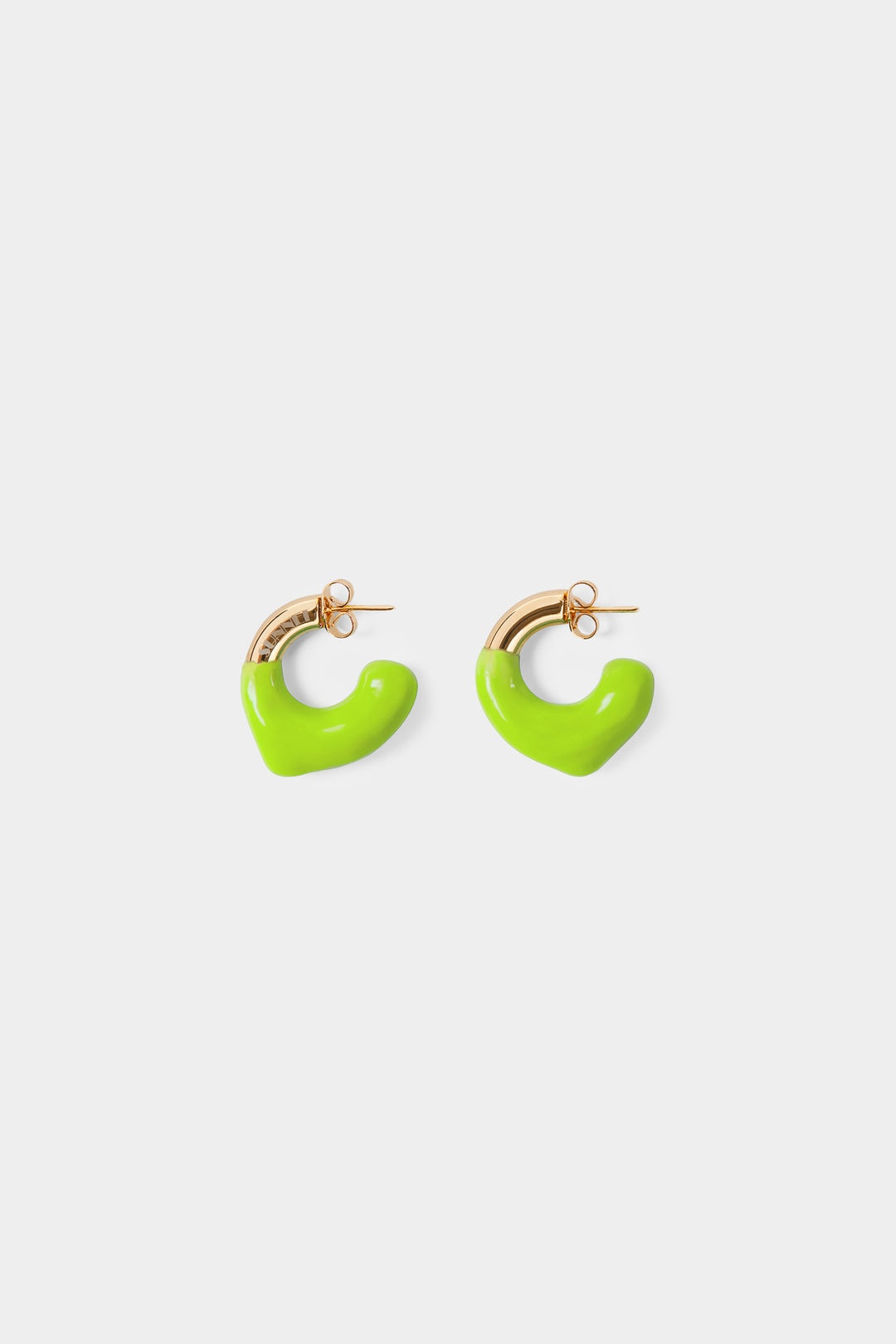 MINI RUBBERIZED EARRINGS GOLD / lime - 1