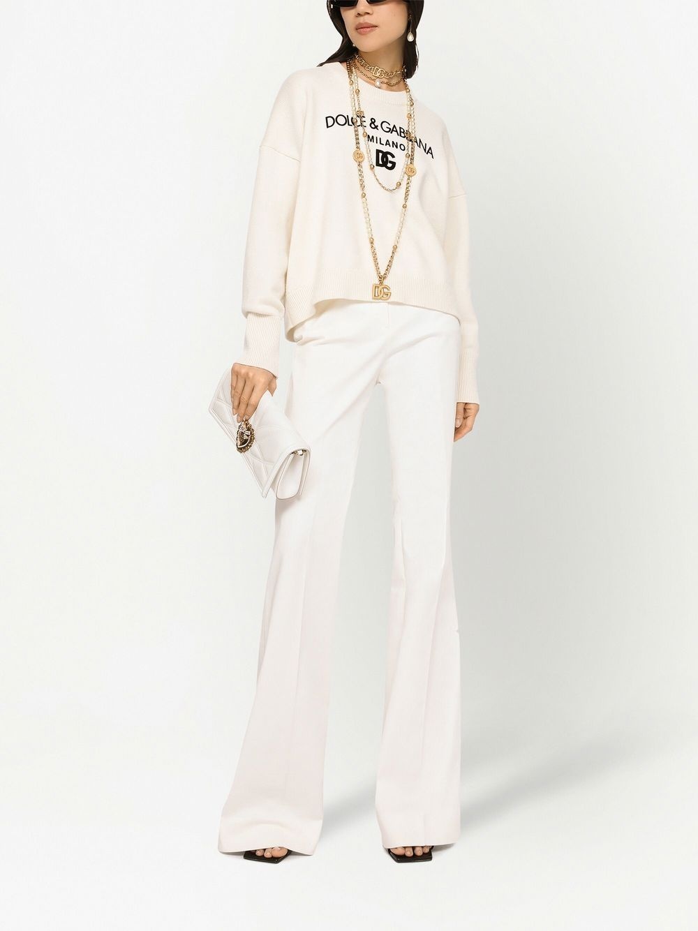 flocked-logo cashmere jumper - 2