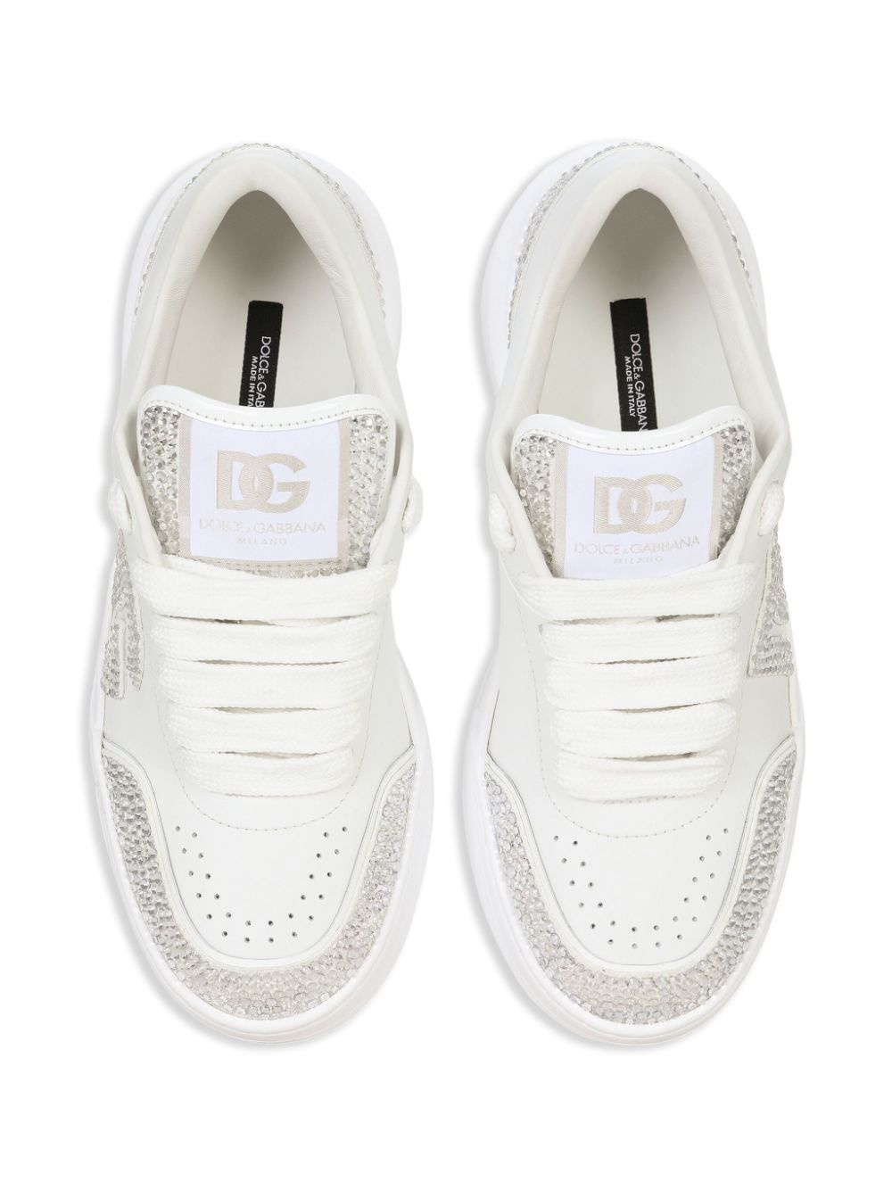 rhinestone-embellished leather sneakers - 4