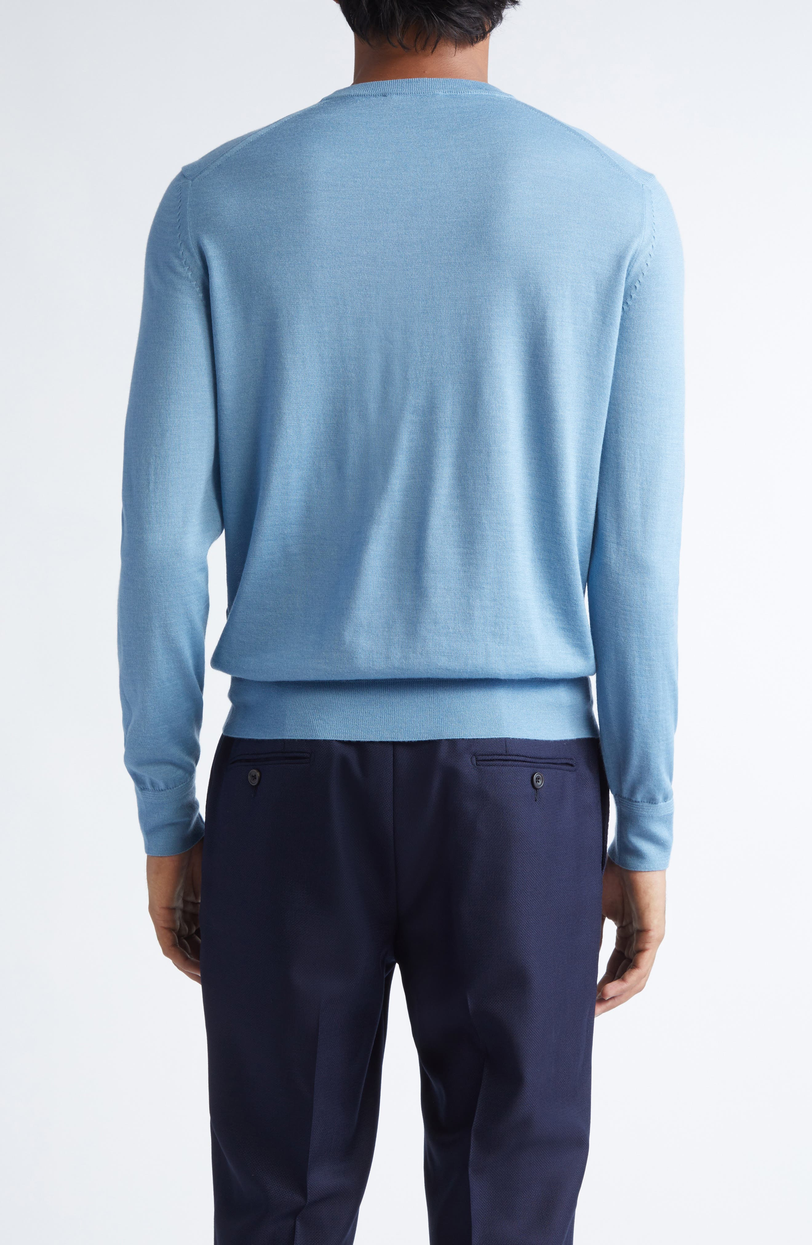TOM FORD Fine Gauge Cashmere & Silk Crewneck Sweater in Hb620 Dark Celeste at Nordstrom - 2