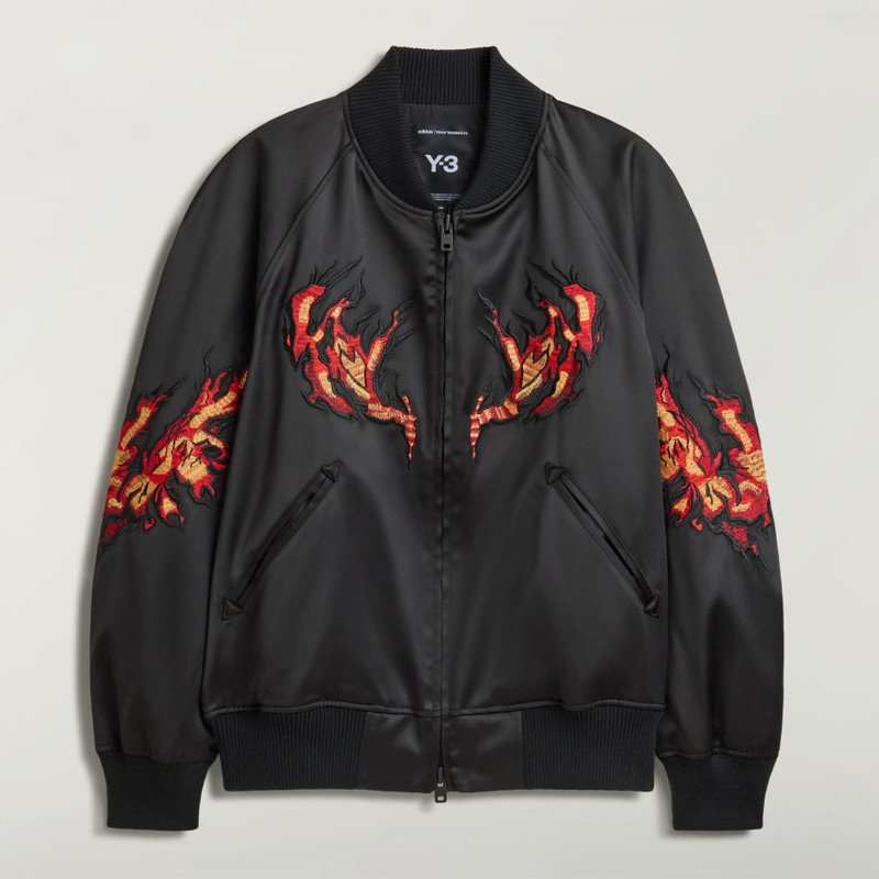 Y-3 EMBROIDERED GRAPHIC SATIN SOUVENIR JACKET 1