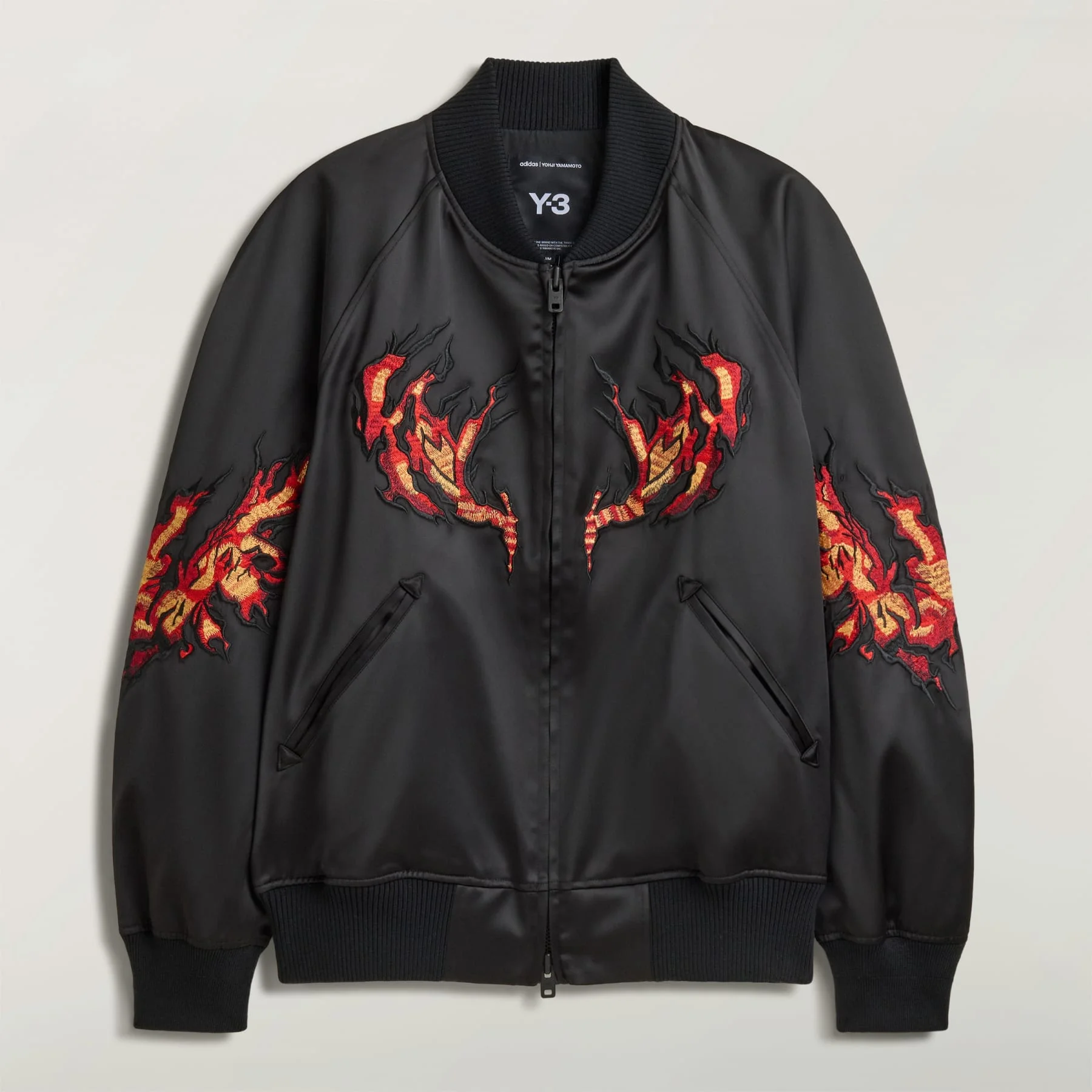 Y-3 EMBROIDERED GRAPHIC SATIN SOUVENIR JACKET - 1