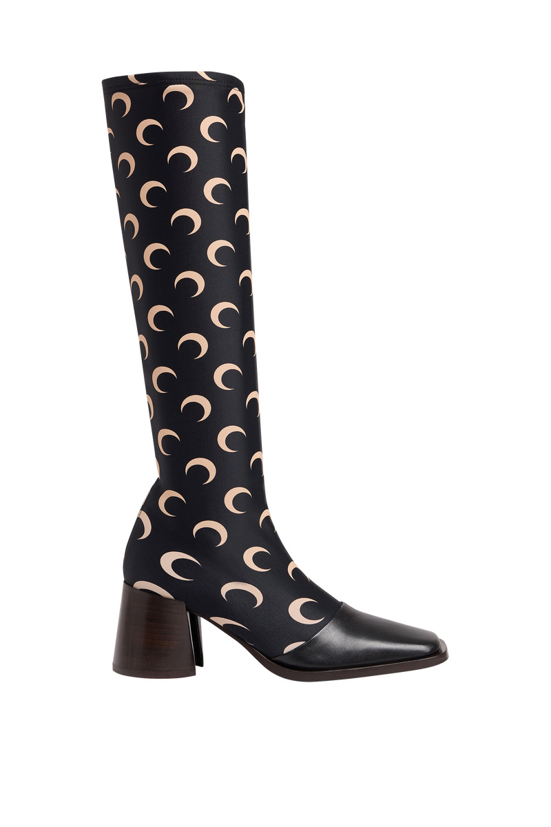 Regenerated All Over Moon Jersey Knee-High Boots - 1
