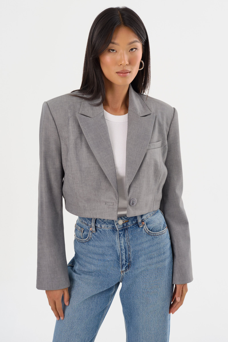 HARMINA | Cropped Leather Blazer 1