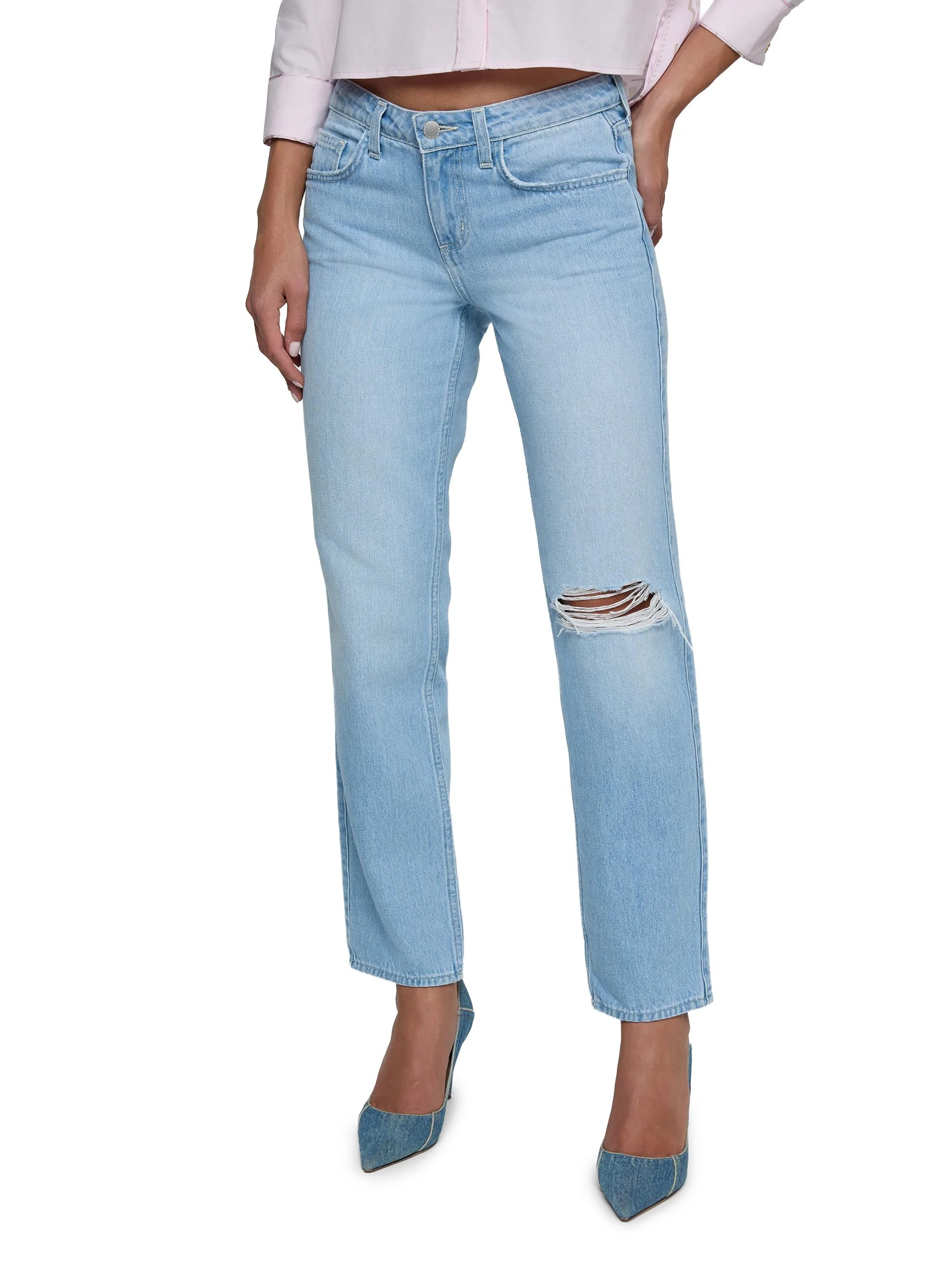 Women's Nevia Slouch Straight Jeans - Brea Destruct - 1