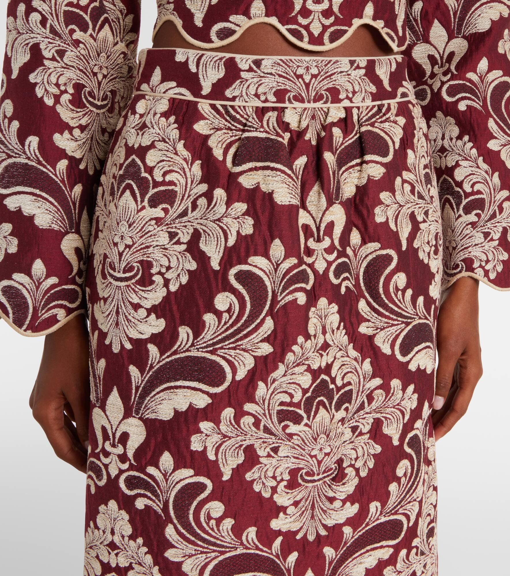 Floral jacquard midi skirt - 4