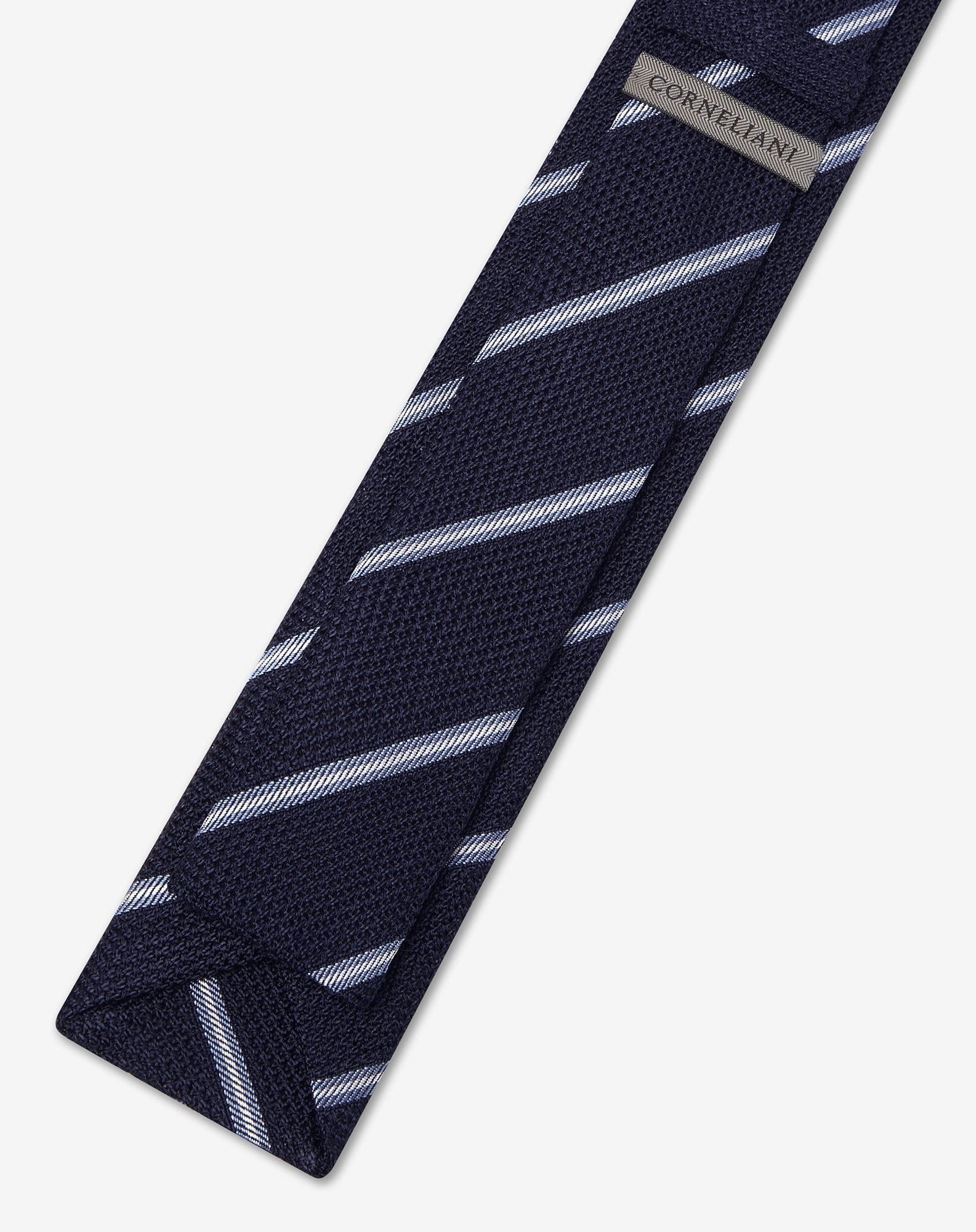 Regimental blue brushed silk tie - 3