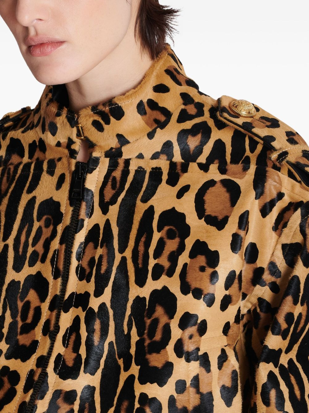 leopard-print leather bomber jacket - 7