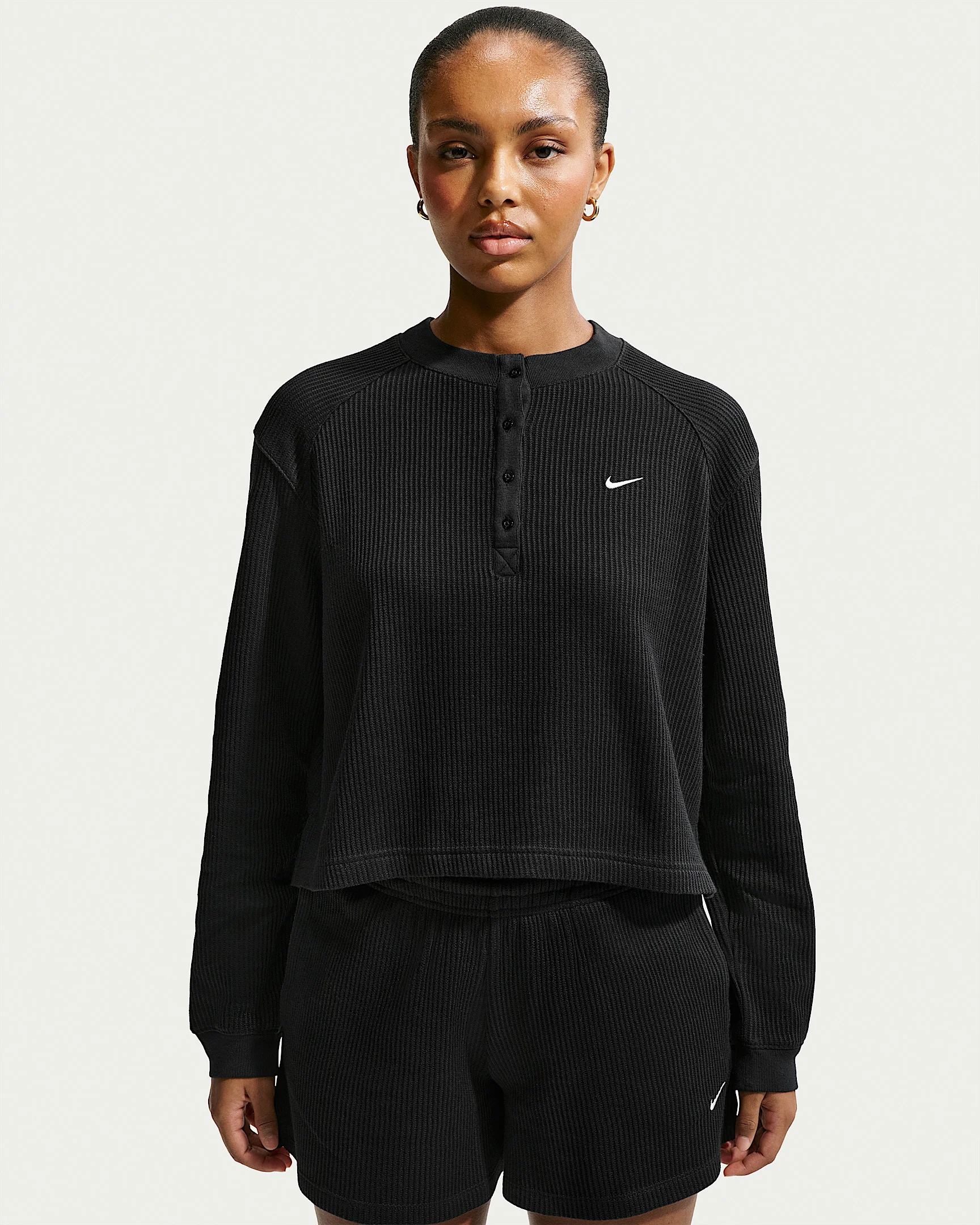 Nike Sportswear Chill Waffle Women's Oversized Long-Sleeve Henley Top - 1