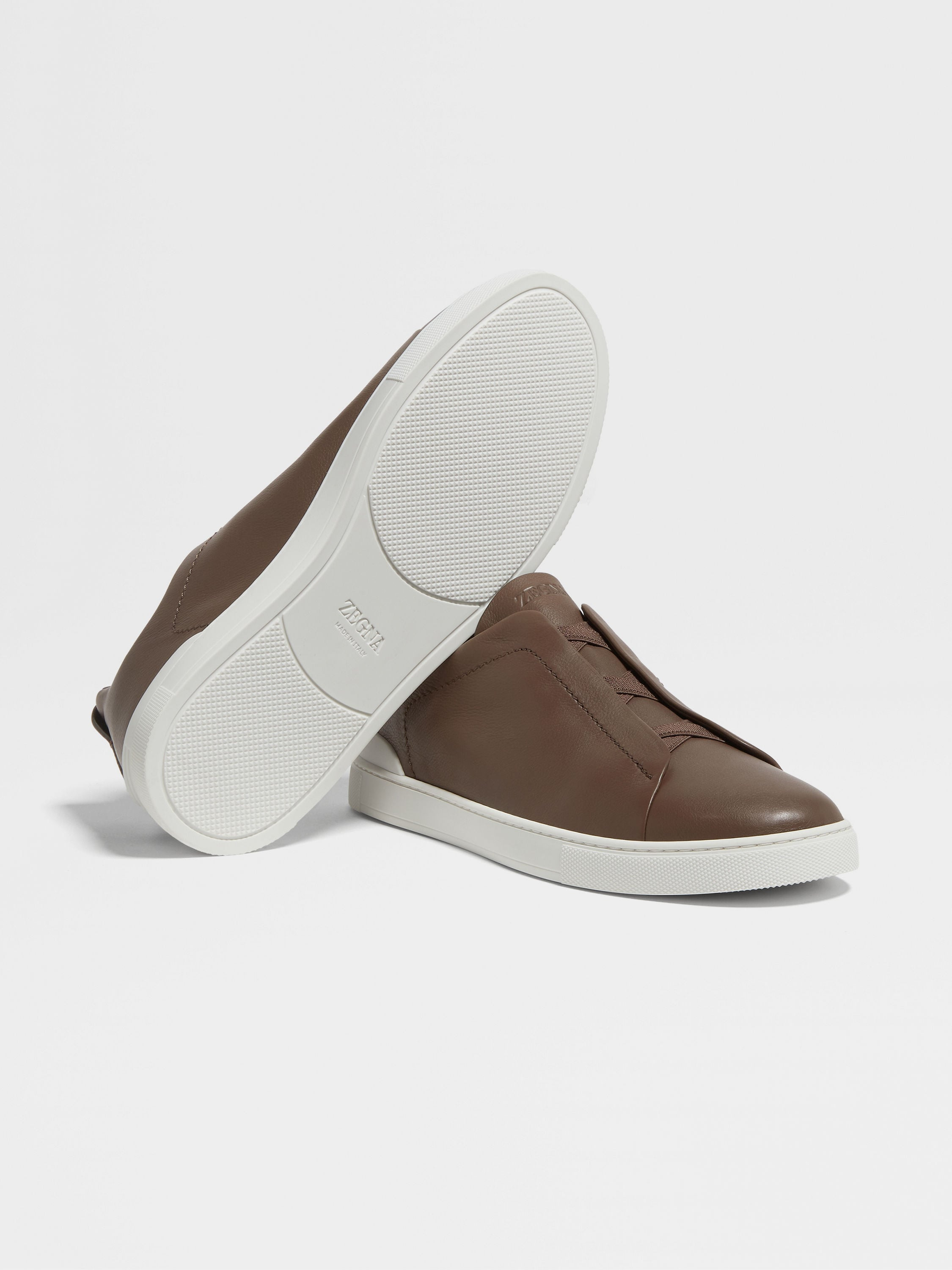 BROWN TRIPLE STITCH™ SECONDSKIN SNEAKERS - 5