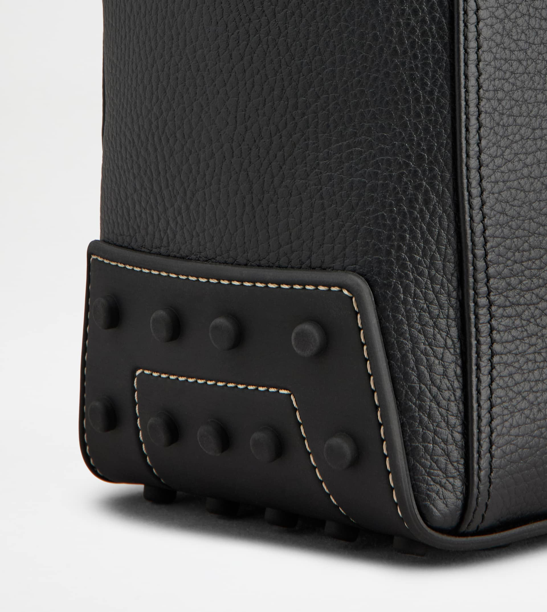 TOTE SHOPPING BAG IN LEATHER MEDIUM - BLACK - 7