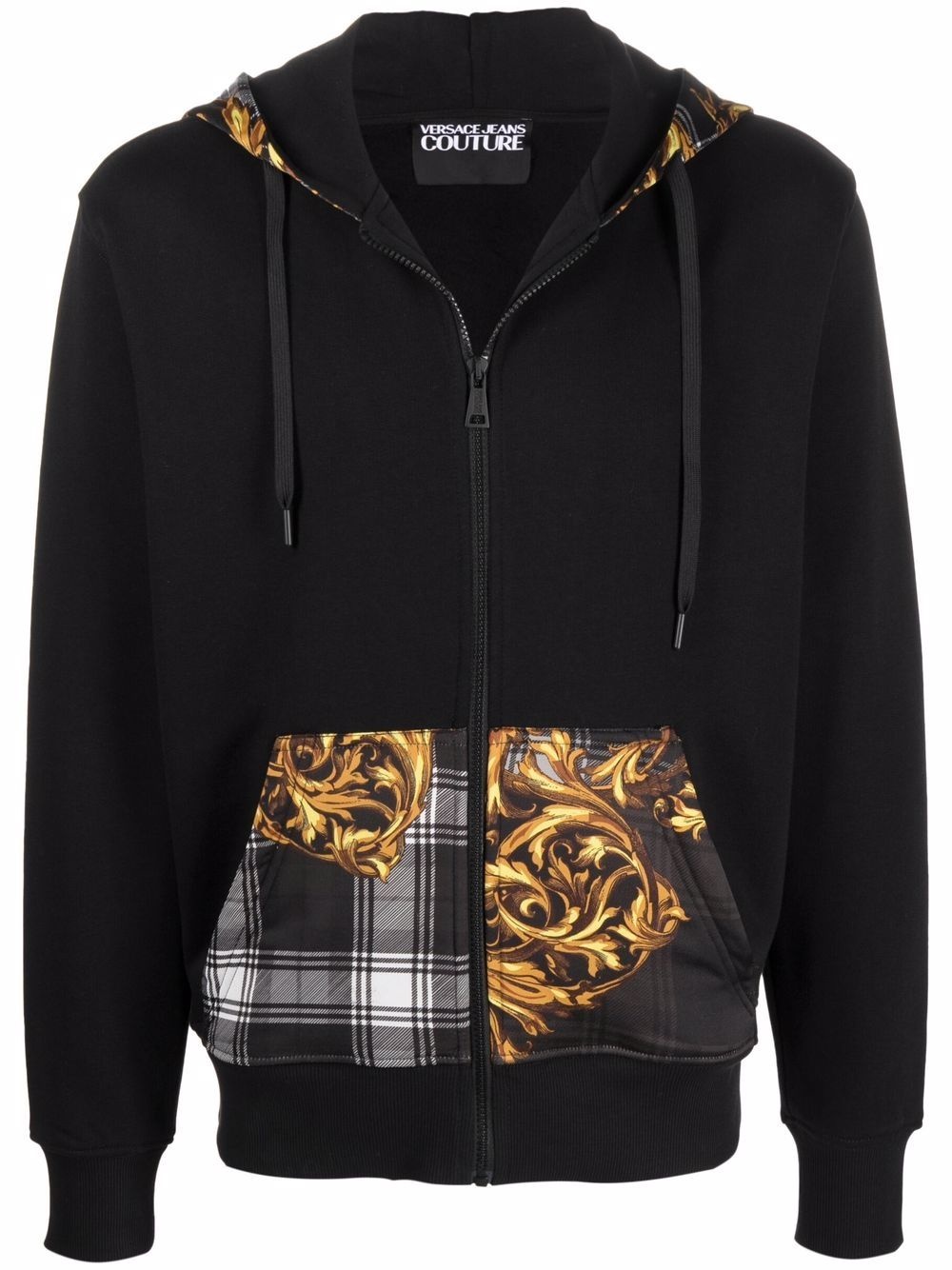 baroque-print panel hoodie - 1