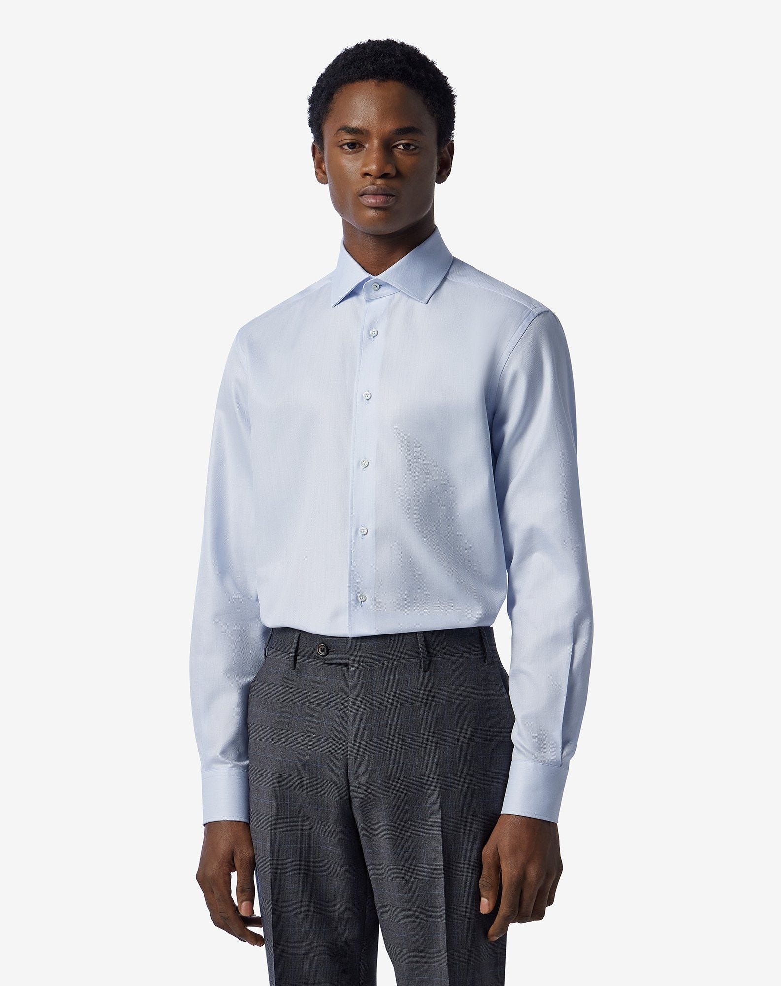 Pale blue textured cotton shirt - 2