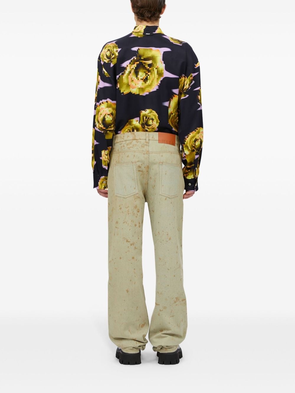 tie-dye print cotton jeans - 4