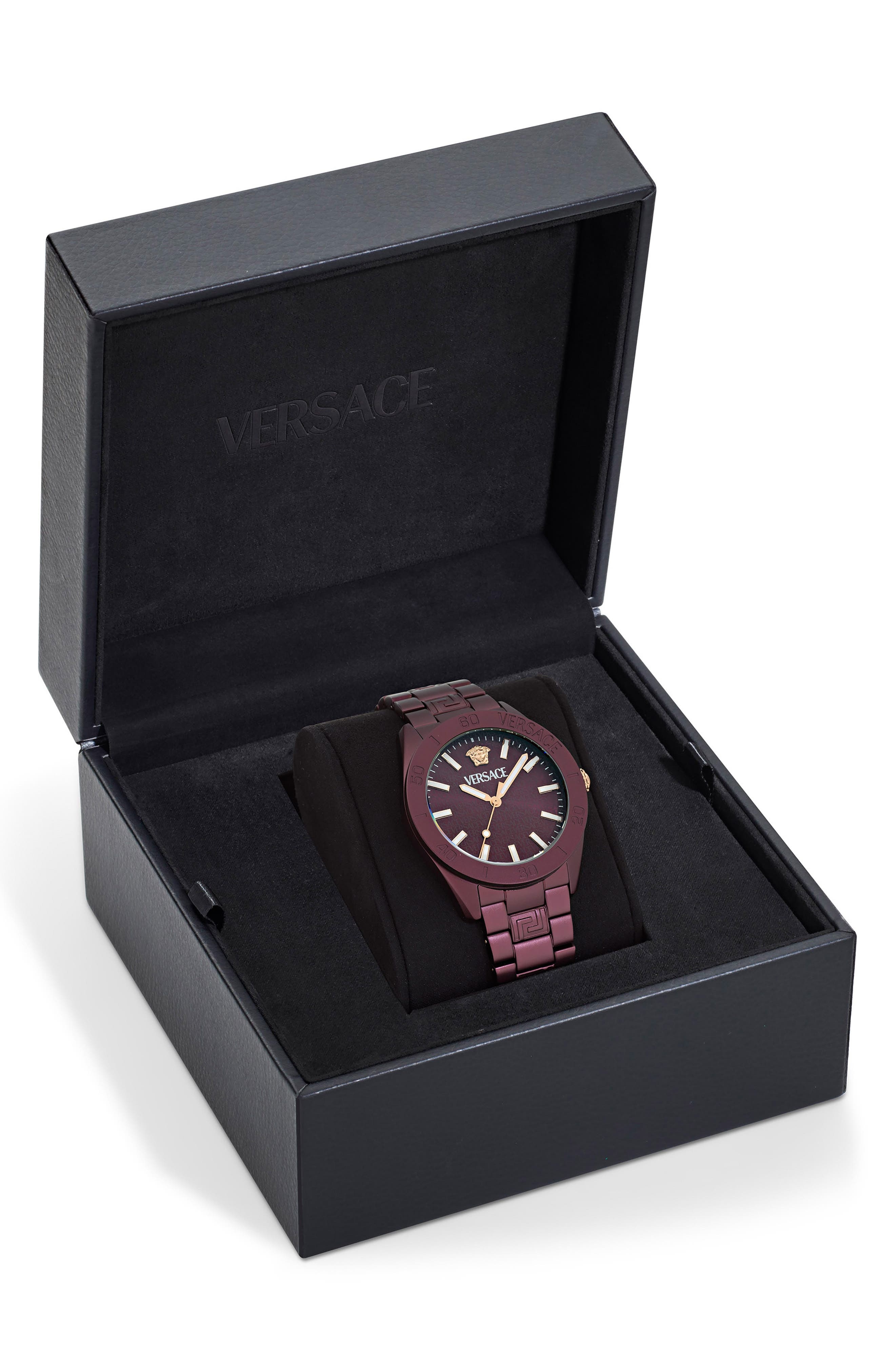 Versace V-Dome Bracelet Watch, 42mm in Burgundy at Nordstrom - 5