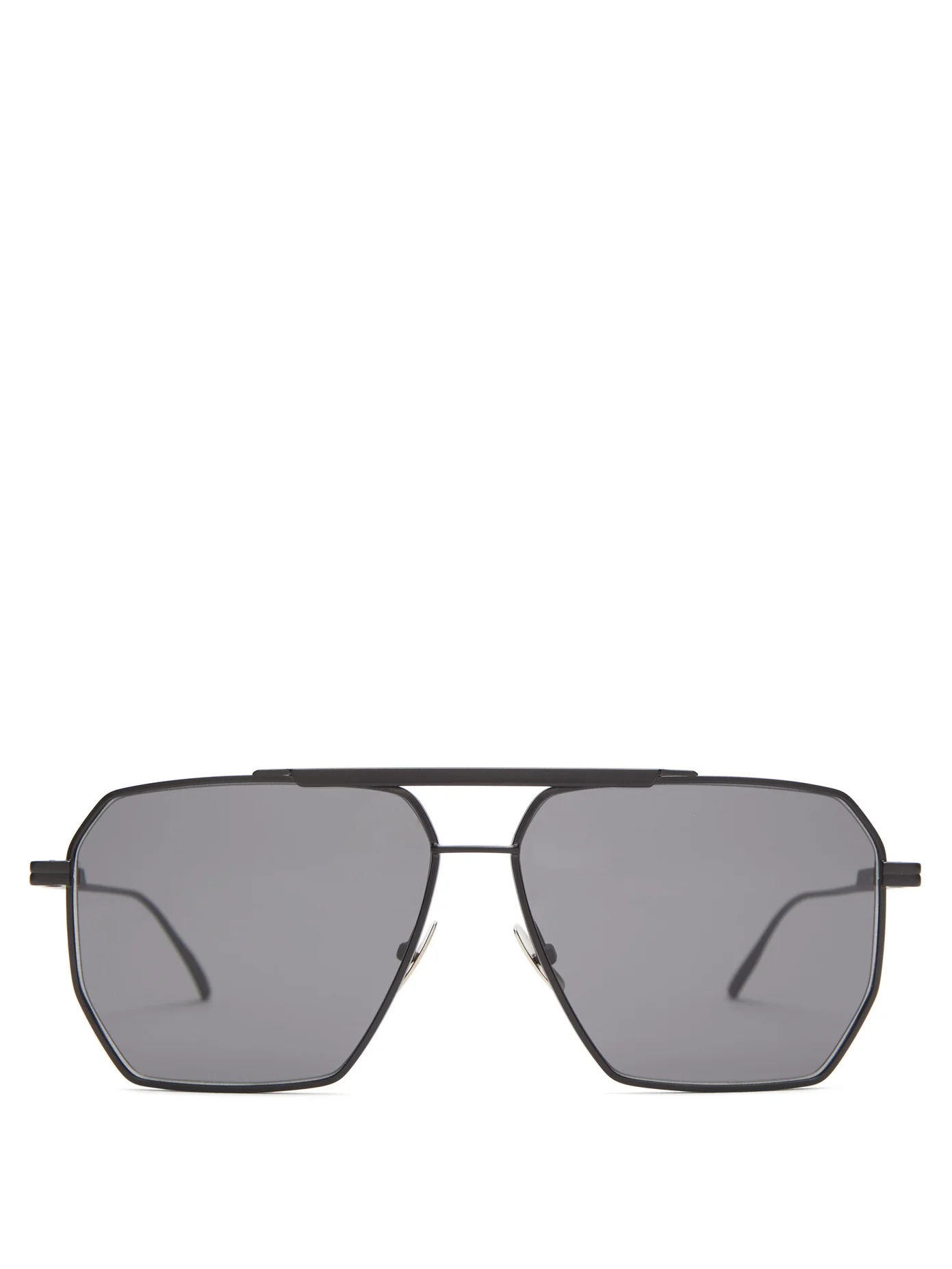 Double-bridge aviator metal sunglasses - 1