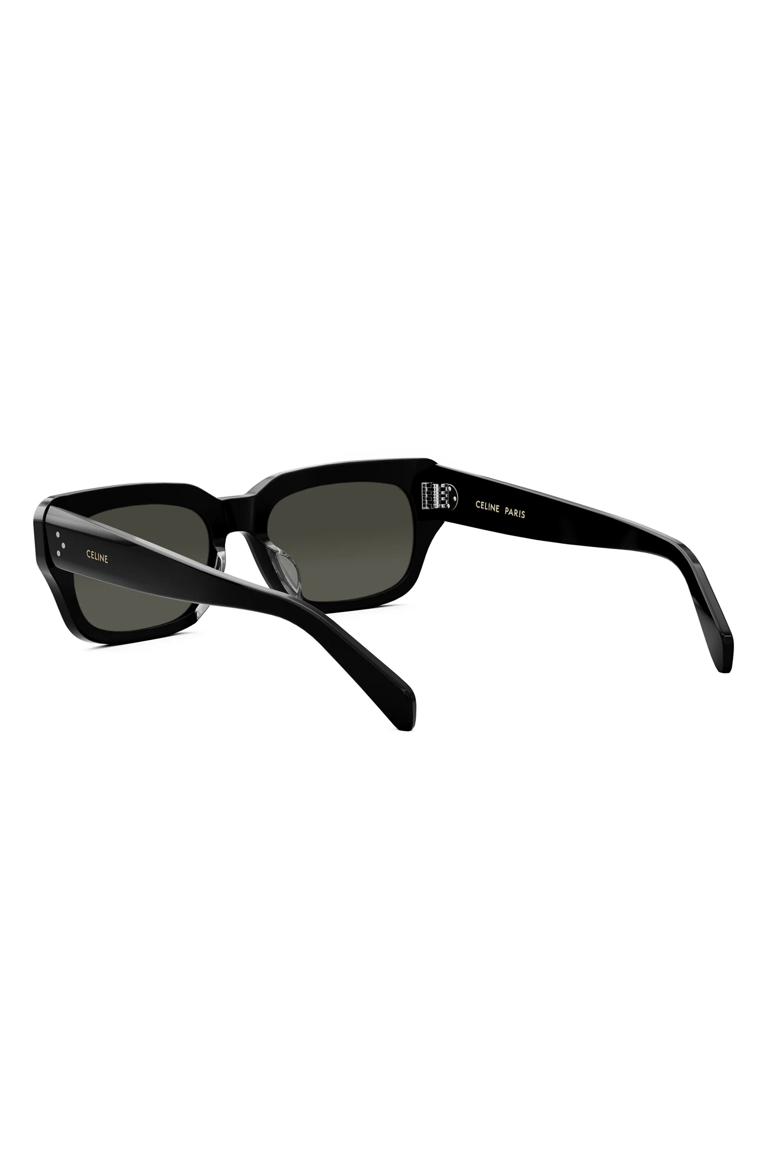 Bold 3 Dot Rectangular Sunglasses in Shiny Black /Smoke - 6