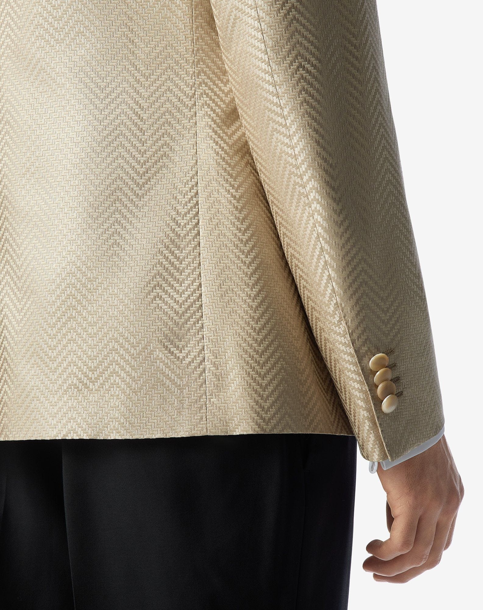 Beige optical chevron pure silk jacket - 2