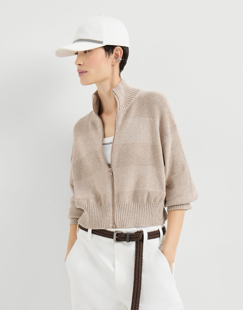 Textured stripe cardigan in cotton Diamond yarn 5