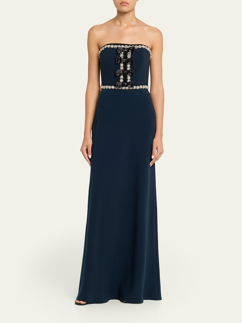 JENNY PACKHAM Tandy Bow Embellished Strapless Gown outlook