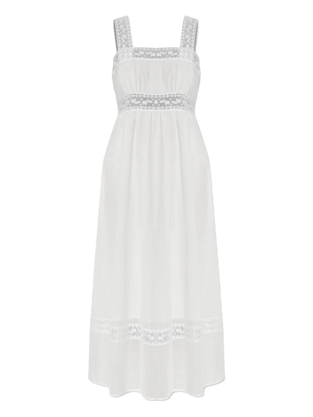 lace-insert midi dress - 1