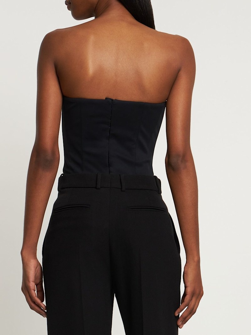 Viscose bustier top w/ flower appliqués - 3