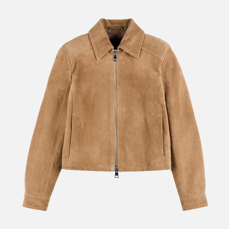Cropped jacket in suede 1