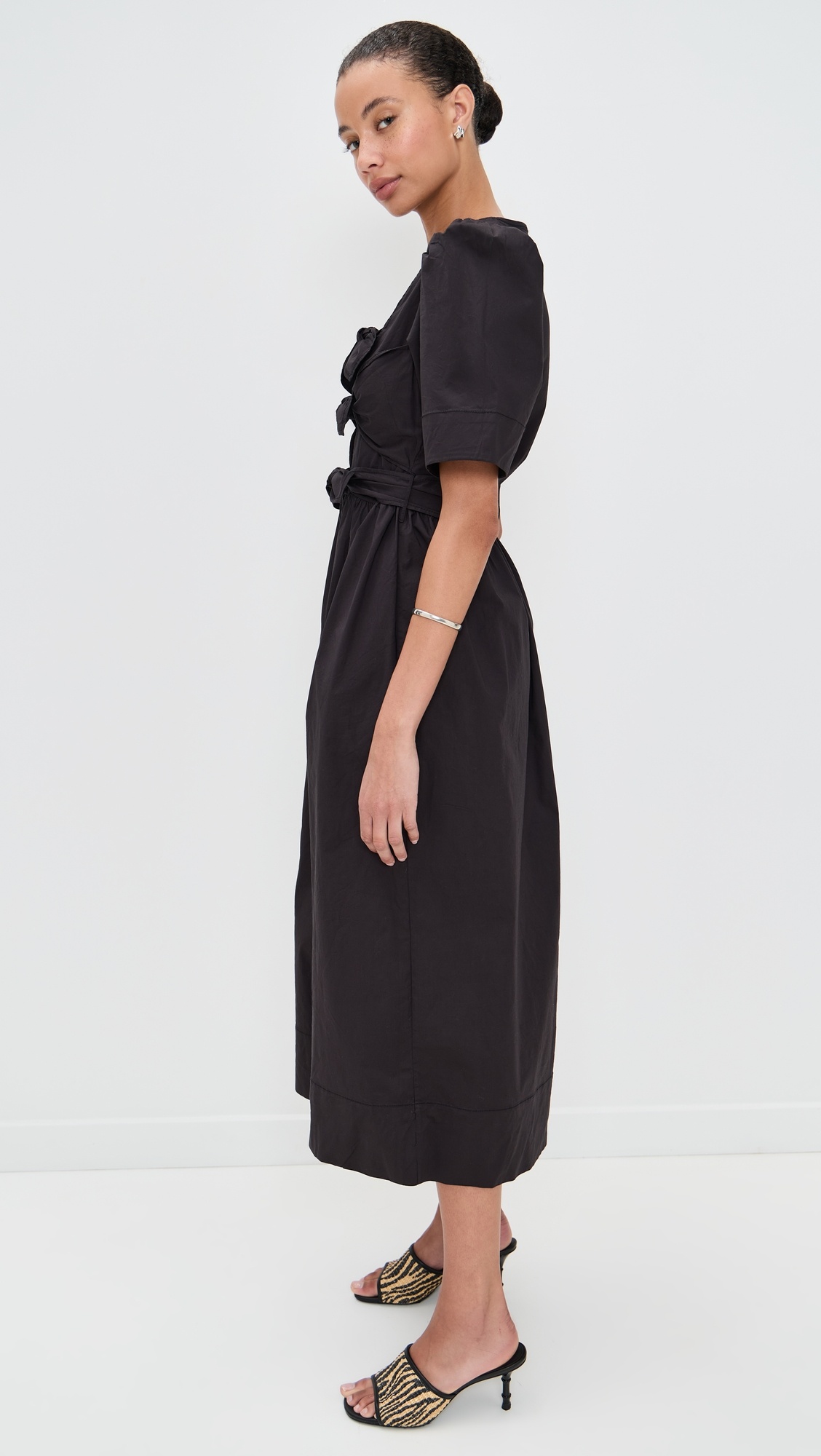 Stretch Cotton Tie Strap Midi Dress - 3