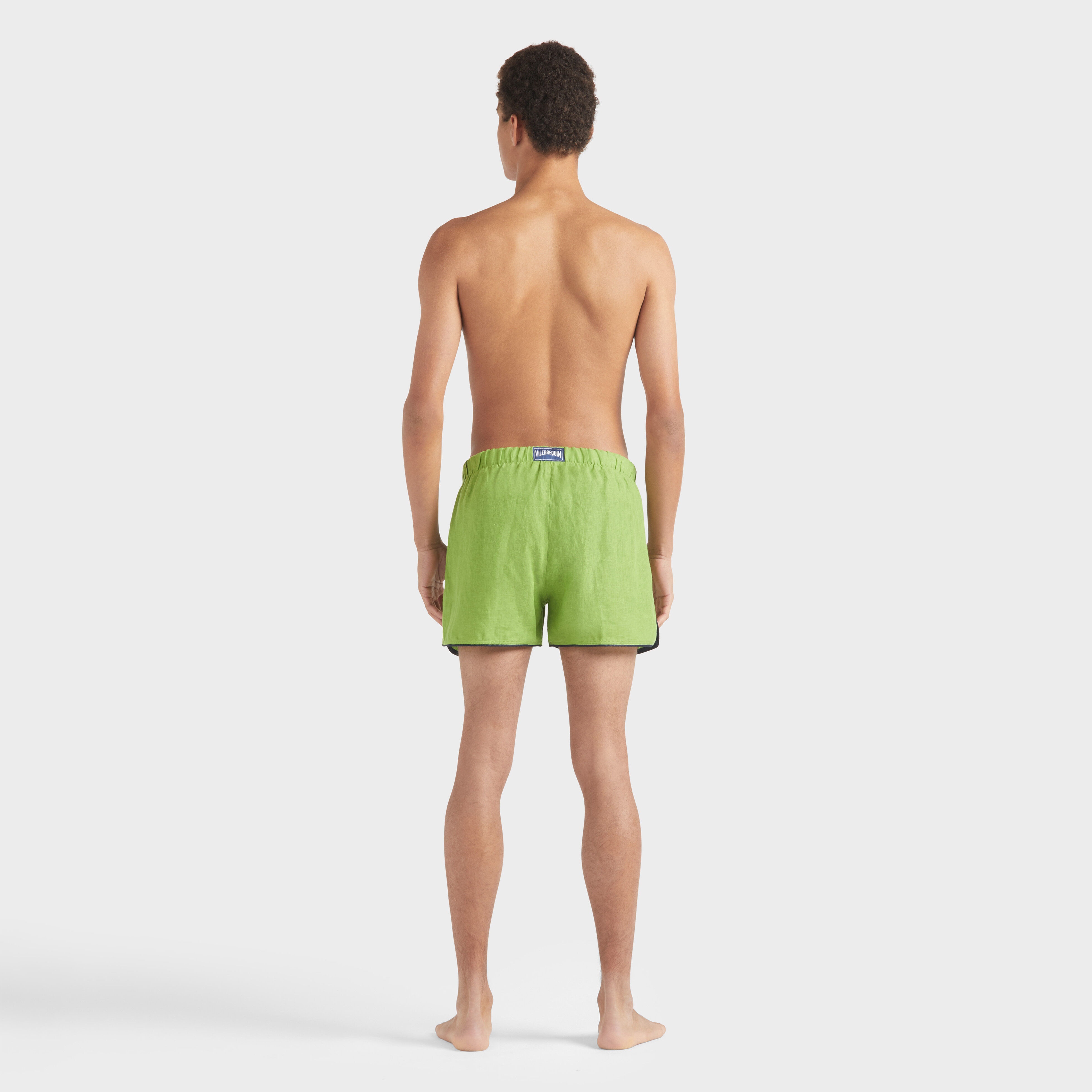 Men Linen Swim Trunks Solid - 4
