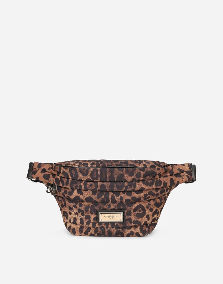 Leopard-print Sicily belt bag in quilted nylon - 1