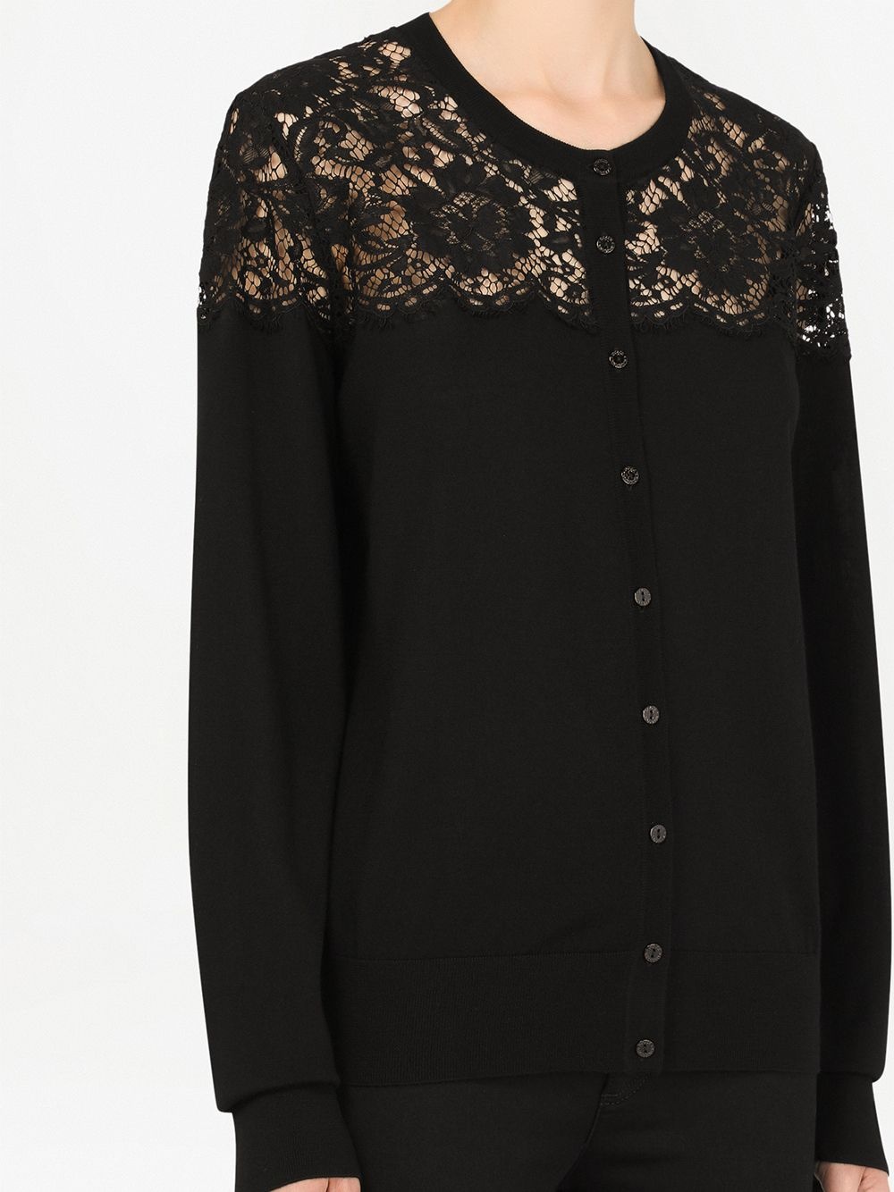 lace panel knitted top - 5